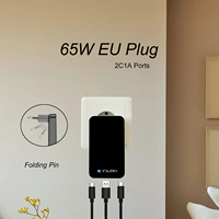 Cargador de pared GaN ultrafino de 65W, adaptador de carga rápida de 3 puertos, bloque de cargador PD plegable para MacBook, portátil, iPhone, Samsung