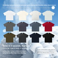 Kaos Pria Musim Semi/Panas Vintage Polos Mint Mambow Putih Premium 240g Sorona Lengan Pendek Cepat Kering Model Longgar