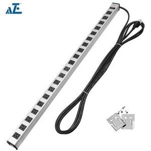 Regleta <span class=keywords><strong>de</strong></span> alimentación metálica <span class=keywords><strong>de</strong></span> alta resistencia <span class=keywords><strong>con</strong></span> 20 tomas y cable <span class=keywords><strong>de</strong></span> extensión ultralargo <span class=keywords><strong>de</strong></span> 15 pies, color plateado, AZE PDV20USCB-W 110V~125V - Product Image 2
