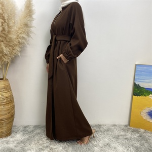 Abrigo Abaya de Color Sólido para Otoño e Invierno con Bolsillos Laterales, Chaqueta Gruesa y Cálida de Poliéster para Mujeres Musulmanas 1995 # - Product Image 5