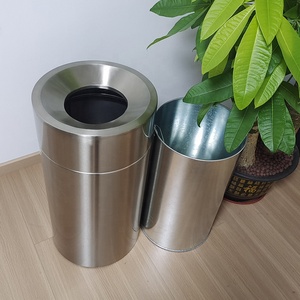 Bidone della spazzatura in metallo aperto superiore a imbuto in acciaio inossidabile per uso interno ed esterno secchio di stoccaggio - Product Image 2