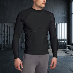 Men's Black <b>Long</b> <b>Sleeve</b> <b>Compression</b> <b>Shirt</b> Quick Dry Polyester Base Layer Top - Product Image 4