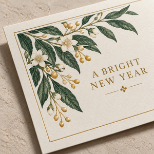 Biglietto di <span class=keywords><strong>Auguri</strong></span> Floreale Agrumato per Capodanno, Biglietto di <span class=keywords><strong>Auguri</strong></span> Botanico Personalizzato Stampato, Eleganti Biglietti di <span class=keywords><strong>Auguri</strong></span> per Capodanno per <span class=keywords><strong>Auguri</strong></span> Aziendali <span class=keywords><strong>e</strong></span> Festivi - Product Image 3