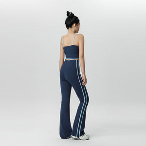 Ladies Workout <b>Dance</b> Wear One Shoulder Crop Top Fold Over Waist Flare <b>Pants</b> Pilates Yoga Wear Suit Gym Fitness Set - Product Image 5