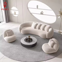 Conjunto de sofá de recepción al por mayor precio bajo nórdico pequeño apartamento sofá curvo perezoso cómodo blanco media luna sofá curvo redondo
