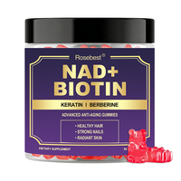 Complément anti-âge naturel en marque privée OEM, 9 en 1, gommes à mâcher au NAD pur, biotine, resvératrol et collagène pour les cheveux, la peau et les ongles