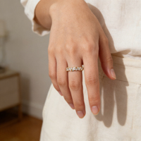 Anillo de Compromiso Vintage UJ Creations para Mujer, Chapado en Oro Blanco de 18K, 2-4g, 75% de Pureza, Diamante Cultivado en Laboratorio con Corte Marquesa, Color D