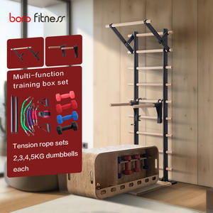 Entrenador de suspensión de escalera sueca sin instalación 9 barras estratégicas Barra de puesto de madera para gimnasio en casa y clínicas escolares - Product Image 5
