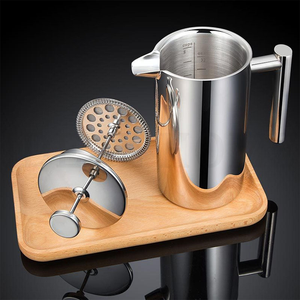 Presse à café isolée à double paroi argentée de 34 oz, presse française durable en acier inoxydable, cafetière pour camping, thé - Product Image 3