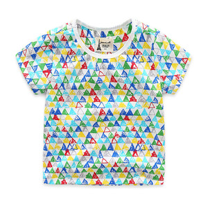 Impression de t-shirts pas chers pour enfants, t-shirts d'été unis sans marque avec impression de dessins animés, prix de gros - Product Image 2