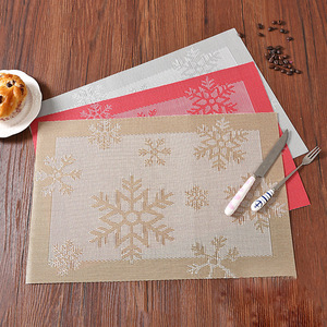 Tapis de Table de luxe en PVC tissé antidérapant, or, argent, rouge, tasse à café, napperon de noël en forme de cerf et de flocon de neige, nouveau - Product Image 3