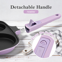 Poêle à crêpes et hamburgers SANLANG, grande taille, robuste, en aluminium moulé, antiadhésive, 4 tasses, avec poignée amovible, compatible four