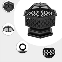 Brasero de jardin extérieur en acier au carbone hexagonal avec couvercle en maille, pour terrasse, camping, mobilier extérieur moderne, foyer BBQ