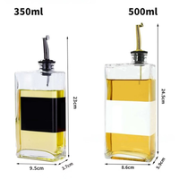 Ensemble de Bouteilles Carrées en Verre de 350 ml et 500 ml pour Huile d'Olive avec Verseur, Distributeur d'Huile et de Vinaigre, Bouteille pour Sirop de Café – Vente en Gros