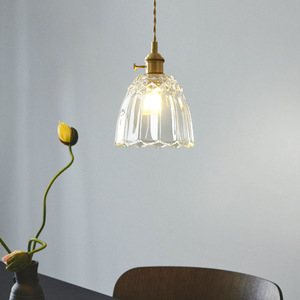 American-Style Brass Lamp Single-Head Glass Chandelier for Hotel Room Living Room Background Wall for Side <b>Table</b> Lighting - Product Image 5