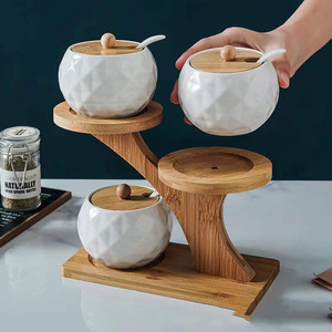 Étagère de cuisine créative en bois pour rangement, support à épices multifonctionnel, <span class=keywords><strong>sans</strong></span> perçage, pour assaisonnements et boîtes - Product Image 4