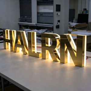Letrero Luminoso LED de Aluminio Dorado, Luz Blanca Cálida Suave de 2700K, Decoración de Pared, Letras 3D - Product Image 1