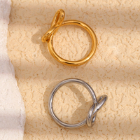 Dreamshow Bow Jewelry Chevalière Bague en plaqué or 18 carats Bague étanche en acier inoxydable