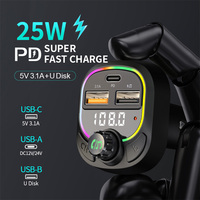 Adaptor mobil nirkabel multifungsi, adaptor Kit Handsfree gigi biru, pemancar FM, panggilan, pemutar Mp3, port USB tipe-c untuk pengisi daya