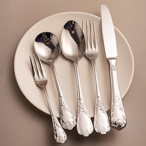 304 thép không gỉ pháp Retro <span class=keywords><strong>Flatware</strong></span> Set Tây Bộ đồ ăn nho dập nổi buổi chiều trà muỗng quý tộc có thể truy cập sang trọng - Product Image 1