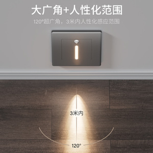 Home Hallway Motion Sensor Switch Panel 86 Type Recessed Led <b>Light</b> With Usb <b>Socket</b> And Floor <b>Light</b> - Product Image 3