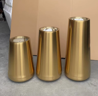 602 Pot Bunga Lantai Besar Kustom dari Baja Tahan Karat 304 Berwarna Emas, Kotak Bunga Artifisial, Ramah Lingkungan, Tahan UV