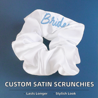 Chouchous en satin de couleur unie de haute qualité pour femmes, avec grande broderie, pour le quotidien, vente en gros