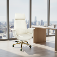 Chaises de bureau blanches à bas prix, confortables, dossier haut, en cuir, réglables, pour usage de bureau