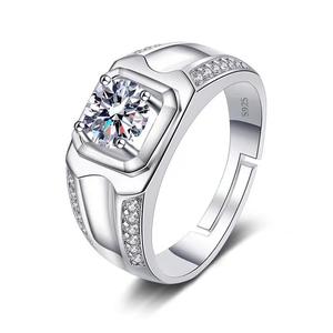 galvanisierung 925er sterling-silber 1 ct rund solitär kubischer zirkonia verlobungsring halo vielversprechend für männer ring - Product Image 1