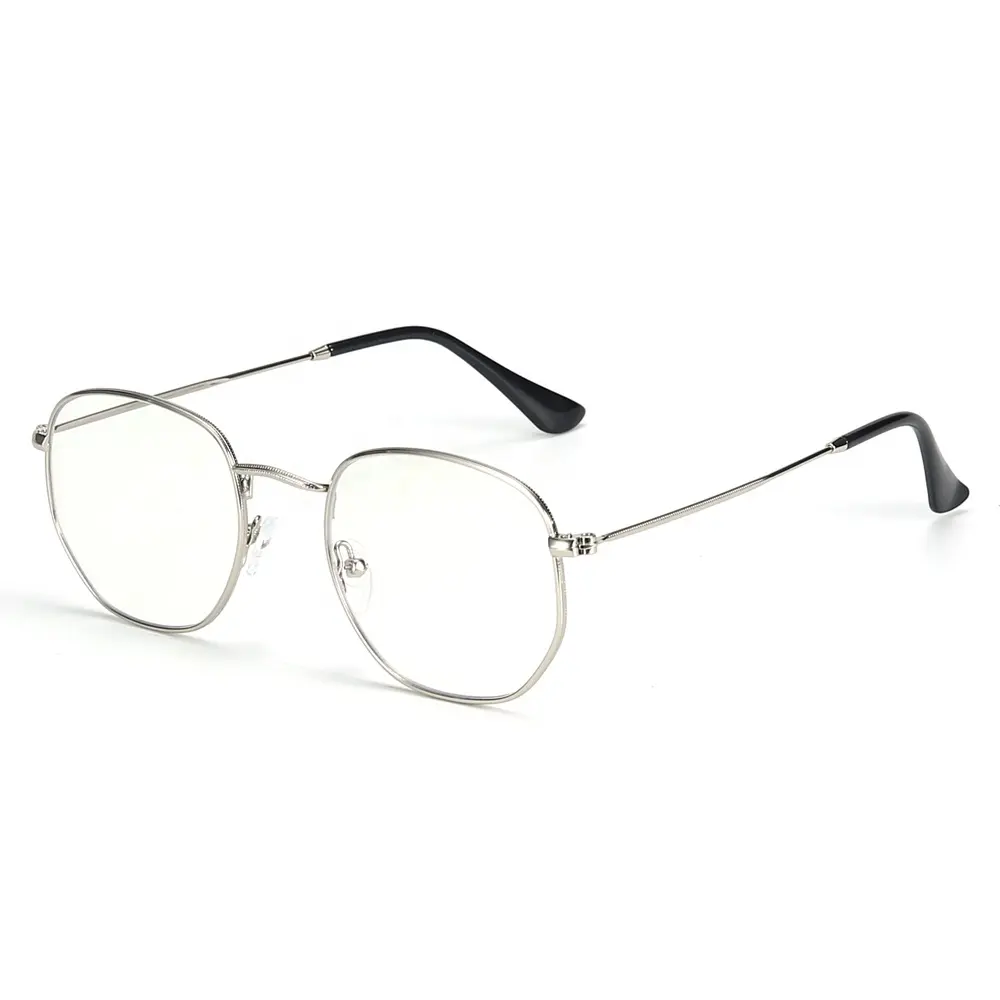 Bemore Classic Metal Polygon Anti Blue Light Glasses for Men Women Blue Light Blocking Spectacle Optical Eyewear Frame
