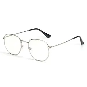 Bemoreクラシックメタルポリゴンアンチブルーライトグラス男性用女性ブルーライトブロッキング眼鏡光学眼鏡フレーム