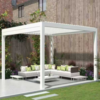 Pérgola Bioclimática Personalizable y Ajustable para Exteriores, con Techo de Láminas Impermeable, Plegable, de Aluminio con Luz