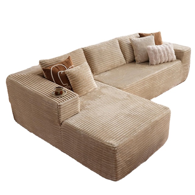 Modern Modular Sectional Couch L-Shape Chaise Deep Seat Polyester Upholstered Living Room Bedroom Home Decor Cloud Style Easily