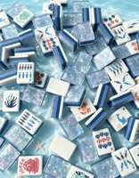 Nouvel ensemble de Mahjong américain en acrylique transparent bleu, style marin, 4 couches, portable et durable