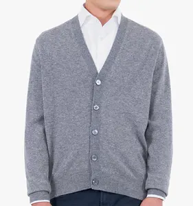 Kai Qi roupas outono e inverno novo suéter de malha de manga comprida cardigan masculino