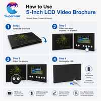 Brochure vidéo à induction magnétique Premium A5 avec écran LCD IPS HD de 5,0 pouces, résolution 800x480, impression CMYK, MP4/AVI