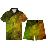 2022 Offres Spéciales personnalisé motif jamaïcain couleur schéma hommes bouton up chemise à manches courtes plage pantalon été grande taille hommes costumes