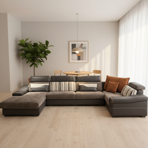 Ensemble de meubles de salon de luxe moderne, nouveau design, coin avec canapé fonctionnel en cuir - Product Image 5
