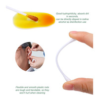 Coton-tiges blancs à double tête ronde, 200 pièces, avec tige en PP et boîte ronde, pour le nettoyage en salon de beauté
