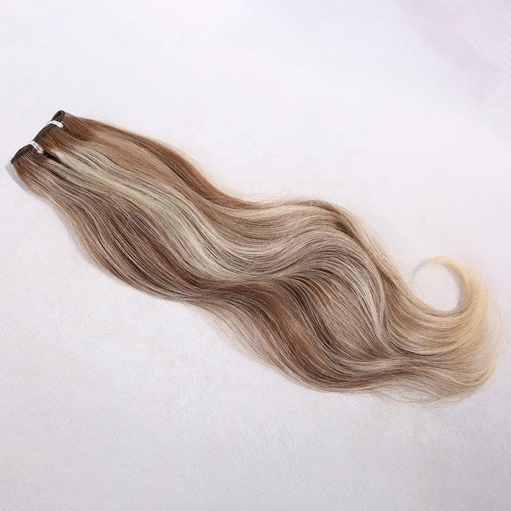 Trama de cabello humano sin procesar, mechones hechos a máquina de Color rubio, marrón, Italia