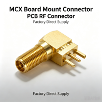 Connecteur coaxial RF SMA femelle à angle droit pour montage sur circuit imprimé, 50 ohms, laiton plaqué or, 6 GHz, pour module de communication sans fil