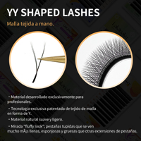 LAKANAKU Extensions de cils en forme de U 3D 4D 5D, Cils U YY, Volume Brésilien, Cils Y W doux, Plateaux de cils, Cils Pelo a Pelo