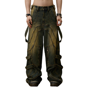 SENSE Personnalisé Y2K Vintage <span class=keywords><strong>Bleu</strong></span> Pantalon Cargo pour Hommes Amiry Jeans Baggy en Denim pour Hommes - Product Image 6