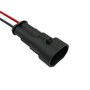 公母汽车线束，带2针防水插头电缆铜导体定制电缆组件，由制造商提供 - Product Image 1