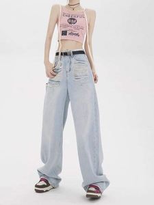 <span class=keywords><strong>Bufa</strong></span> Jeans à jambes larges pour femmes High Street Paint Pant Distressed Jeans baggy grande taille pour femmes - Product Image 6