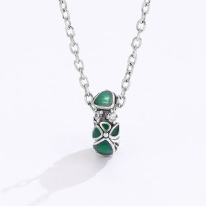 S925 Sterling Silver Green Enamel Geometric Spacer Bead Charm with CZ Zircon Fit 3MM <b>Snake</b> <b>Chain</b> <b>Bracelet</b> DIY Women Jewelry Gift - Product Image 6