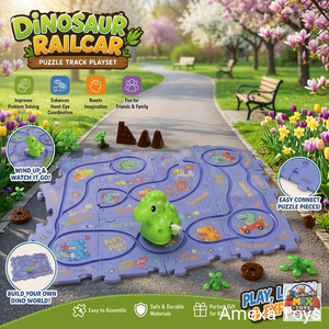 Circuit de train dinosaure à monter soi-même avec puzzle et jouets à remonter pour enfants en plastique/PVC JR MS INDUSTRIES - Product Image 5