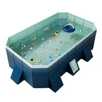 Piscine pour enfants pliable, non gonflable, pour l'intérieur et l'extérieur, en PVC épaissi, gain de place, installation rapide, 1,6 m