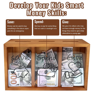 Boîte à épargne en bois portable écologique de haute qualité, très vendue, pour enfants, cadeau, économisez de l'argent, économisez de l'argent, tirelire - Product Image 3