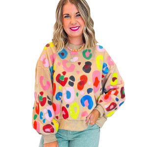 2025 ODM alta qualità foderato Pullover <span class=keywords><strong>felpa</strong></span> per donna Logo anteriore autunno stagione di scarico stampato a farfalla maniche rivetto - Product Image 5